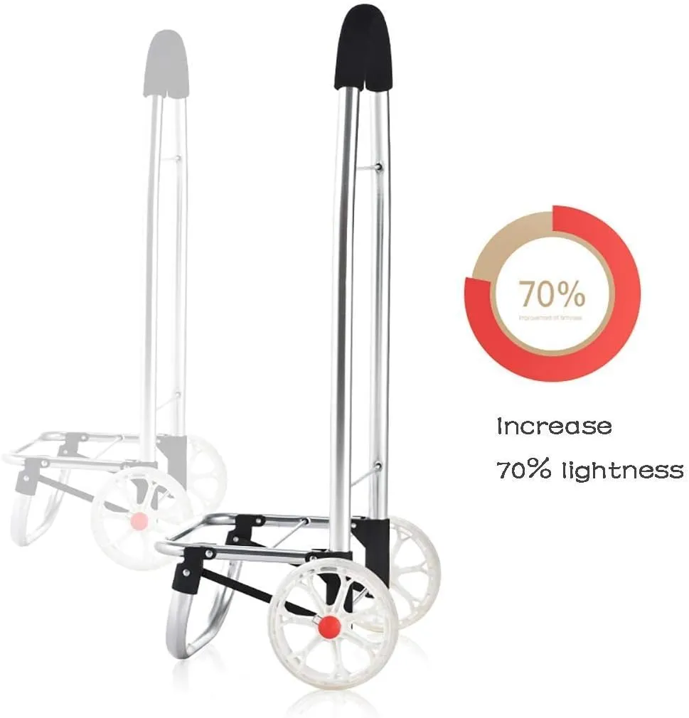 Shopping Cart Folded Stair Climbing Cart Trolly Grocery Utility Cart with Wheel Removable Canvas Collection Bag 25 Kg Capacity