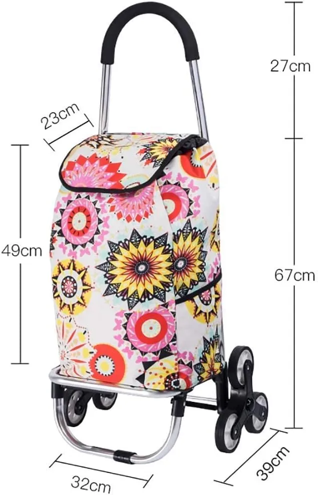 Shopping Cart Folded Stair Climbing Cart Trolly Grocery Utility Cart with Wheel Removable Canvas Collection Bag 25 Kg Capacity