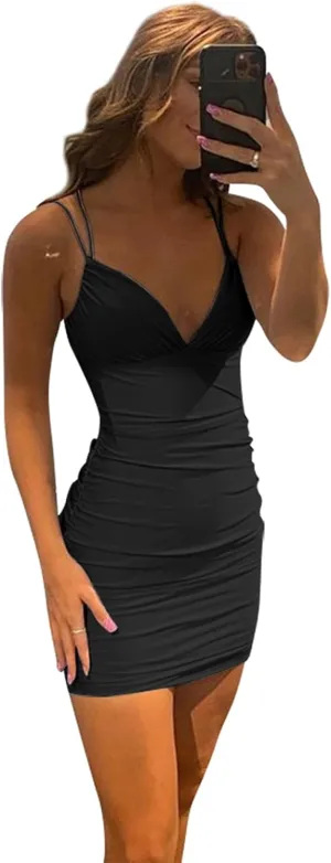 Short Homecoming Dresses for Teens Spaghetti Straps Tight Bodycon Mini Cocktail Party Gown