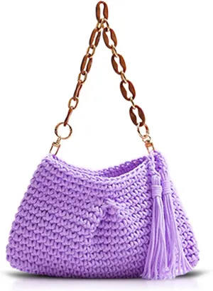 Shoulder Bag for Women, Hand-Woven Armpit Bag, Comfortable and Soft Handbag, Tote Bag Suitable for Vacation Travel Daily (Purple)