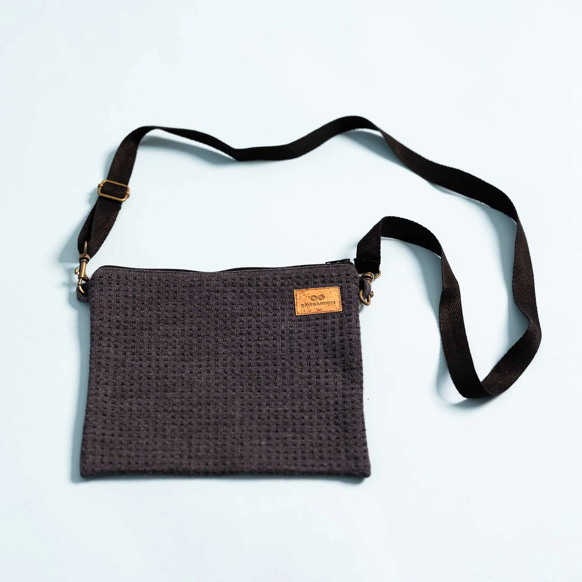 SIDEKICK 100% Organic Merino Wool Sacoche Shoulder Bag (8.5”x7.3”) (OC Thread, YKK Zippers, Hemp Shoulder Strap, 99.9% Biodegradable)
