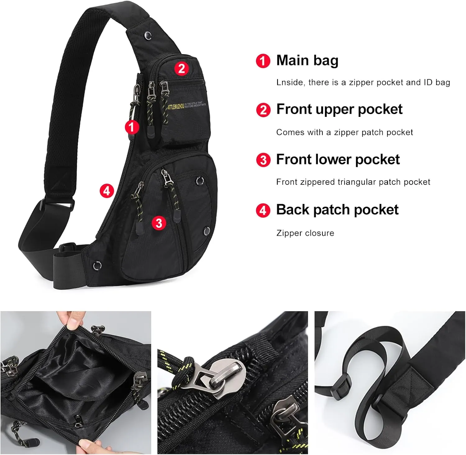 Sling Bag Chest Shoulder Backpack Crossbody Bags Casual Daypack for Men,Multipurpose Cross Body Chest Bag