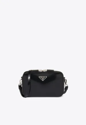Small Brique Brushed Leather Crossbody Bag