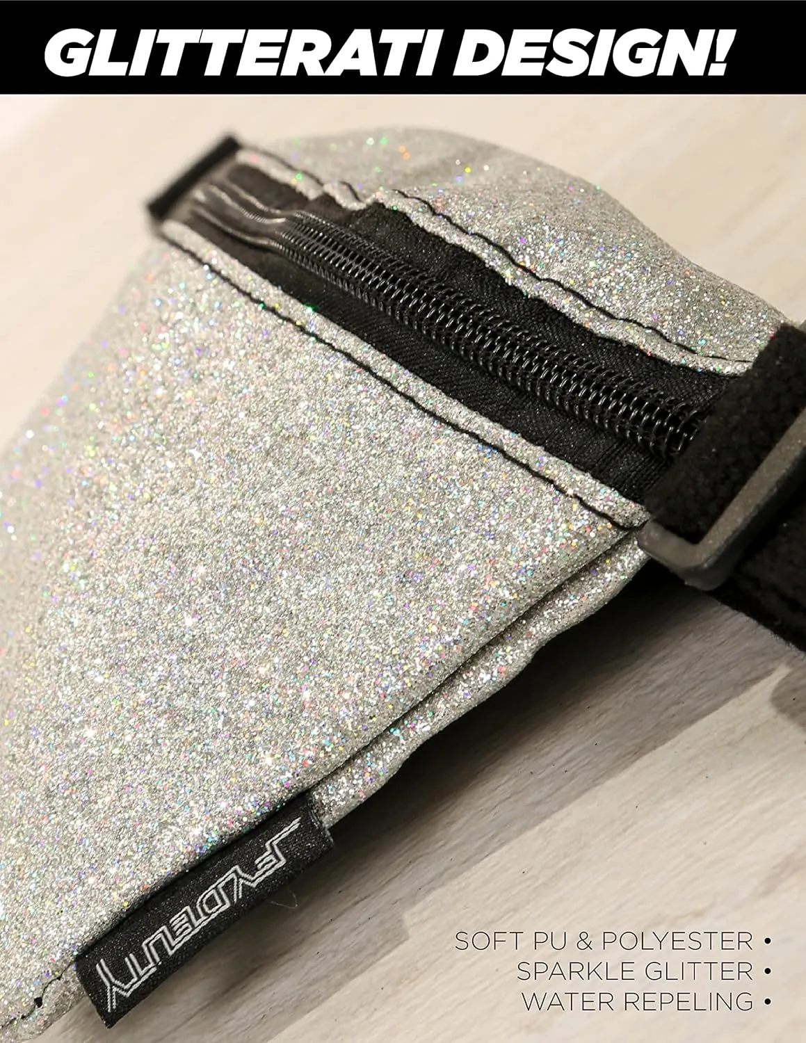 Small Fanny Packs for Women – 80s/90s Holographic Bum Bag – Unisex Retro Neon Crossbody Waist Belt Bag for Travel, Festivals, & Daily Use – Waist Belt Bag for Women | Dazzler Silver Glitter
