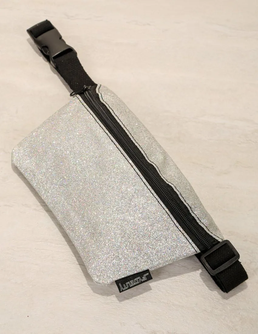 Small Fanny Packs for Women – 80s/90s Holographic Bum Bag – Unisex Retro Neon Crossbody Waist Belt Bag for Travel, Festivals, & Daily Use – Waist Belt Bag for Women | Dazzler Silver Glitter