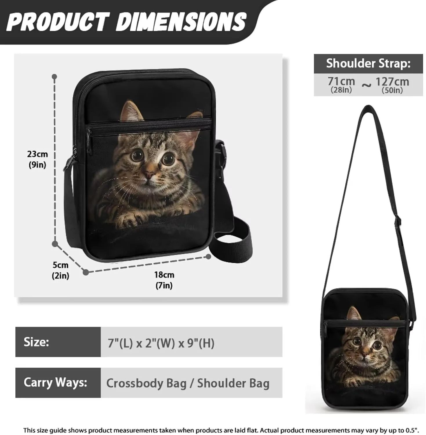 Small Messenger Bag for Women ＆ Men Mini Adjustable Crossbody Shoulder Bag with Zipper Portable Travel Cute Purse
