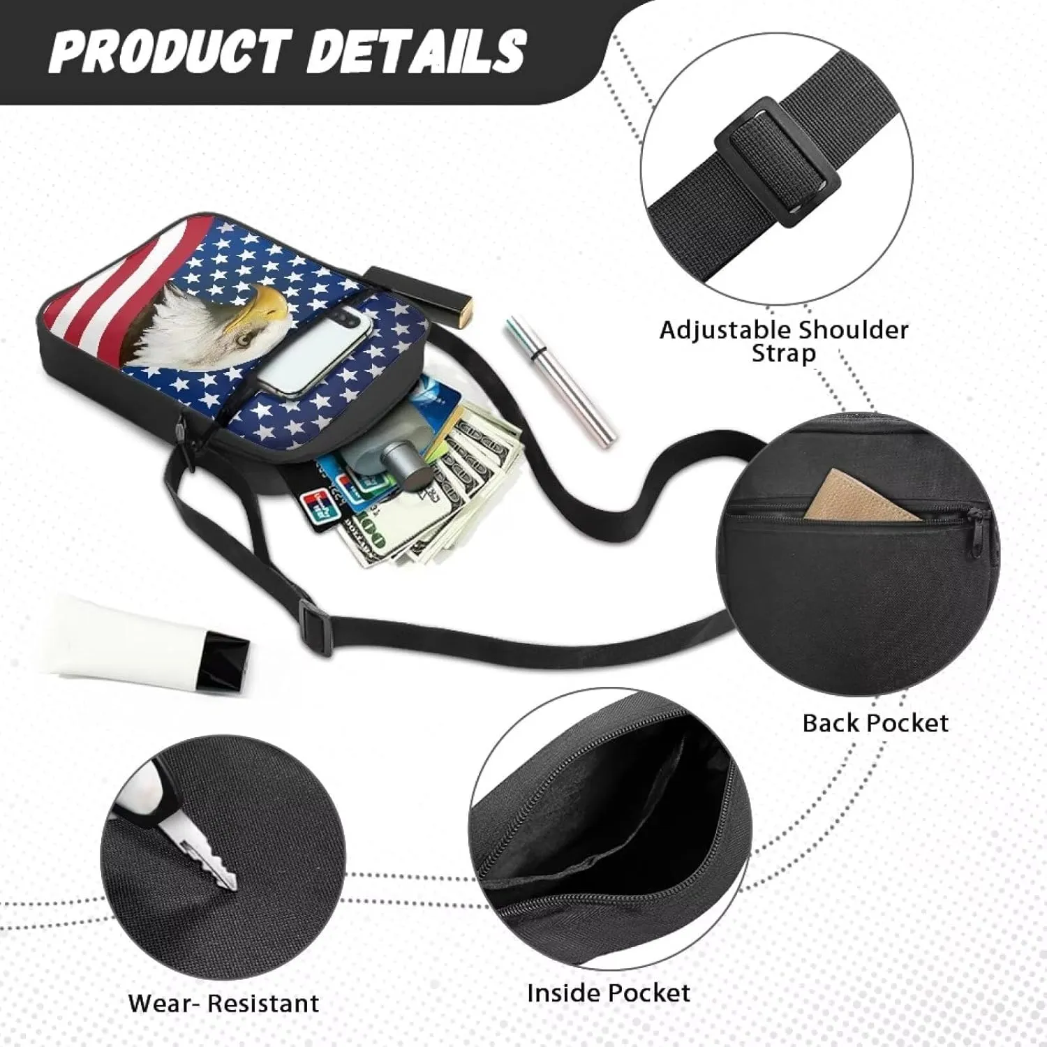 Small Messenger Bag Small Crossbody Bags for Women Men Sling Bag with Adjustable Strap and Pockets