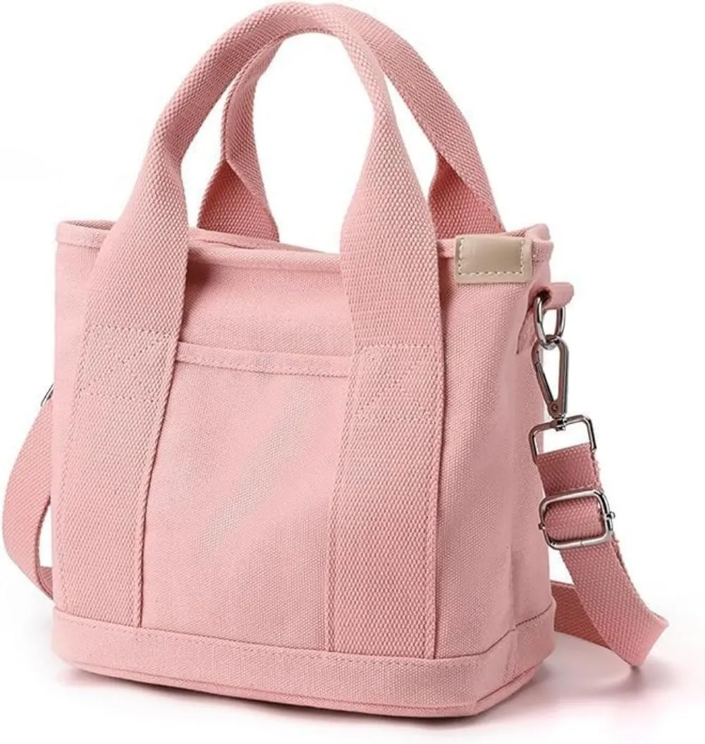 Small Tote Bag with Zipper, 2024 Canvas Multi-Pocket Crossbody Bag Shoulder Bag Satchel Hobo Bag Messenger Bag