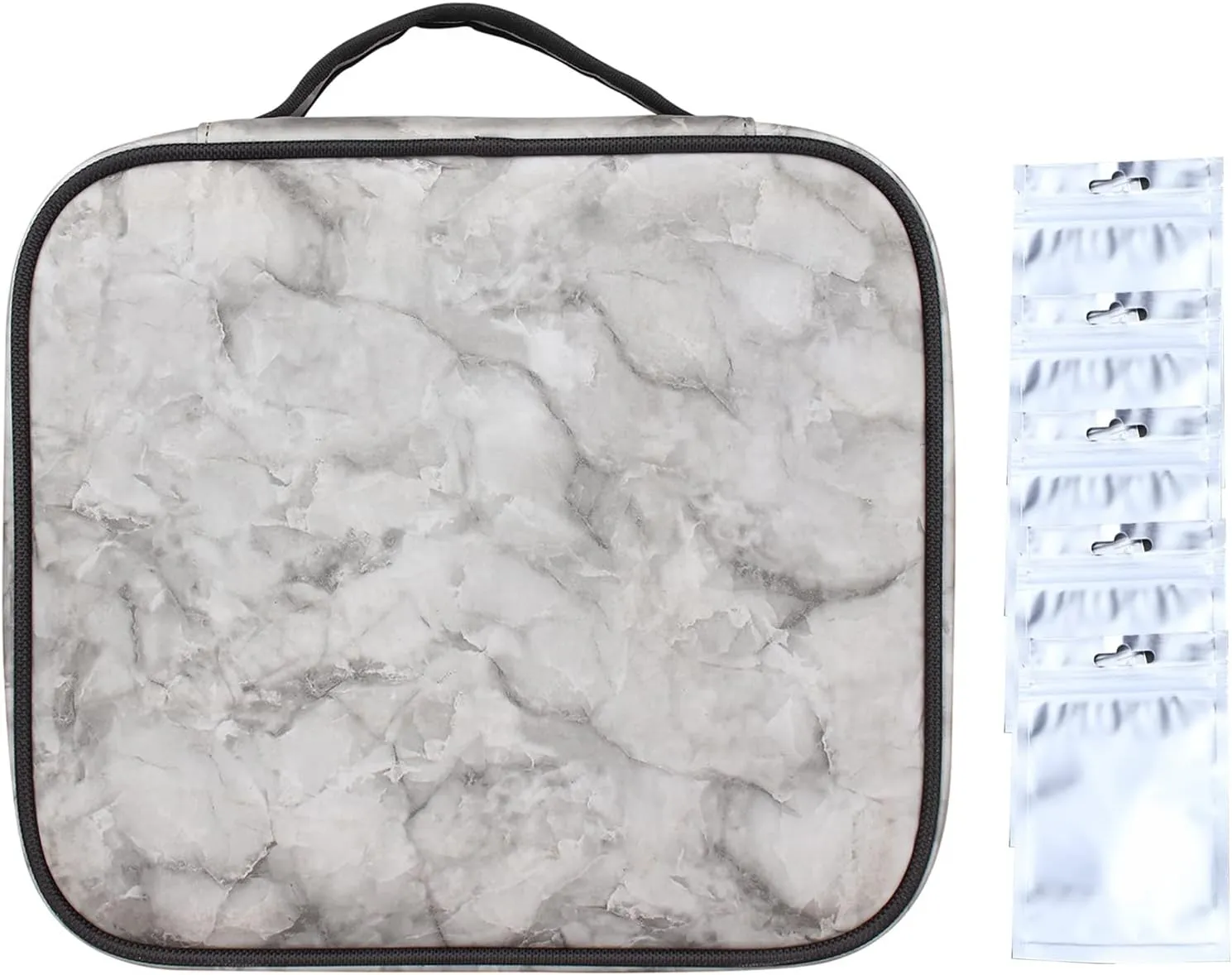 Smell Proof Case with Lock, Upgrade Odor Proof Bag Stash Box for Travel Storage Pouch(Marble Black)