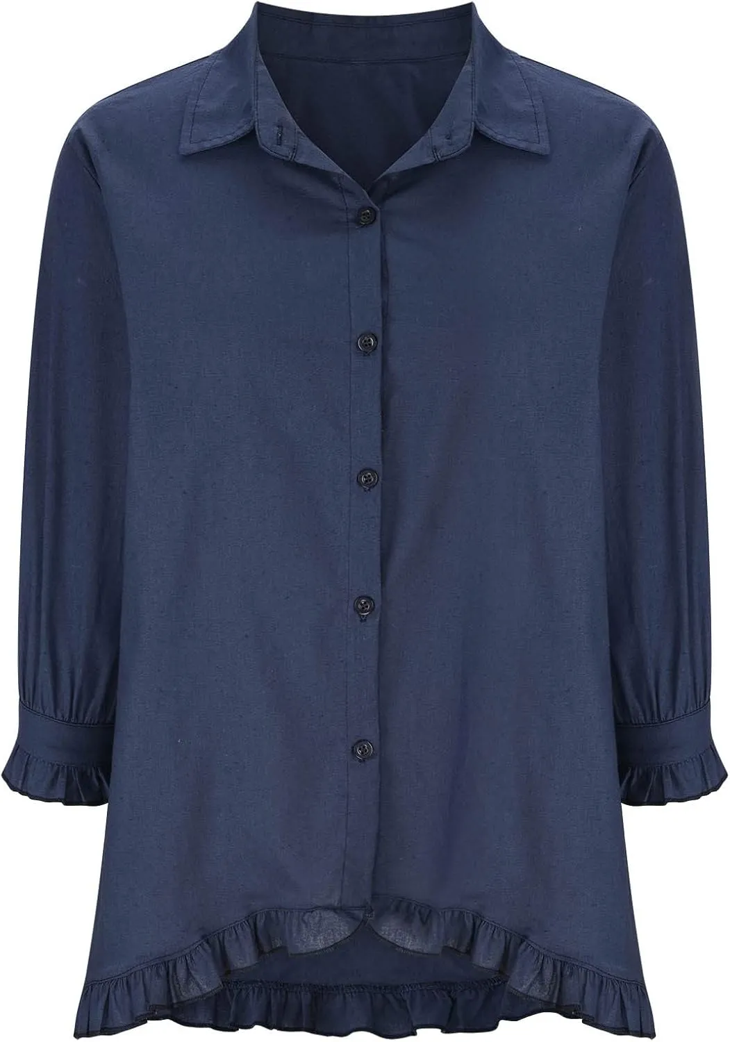 SMIDOW Womens Tops Dressy Casual Spring 2023 Half Sleeve Linen Button Down Shirt Solid Plus Size Collared Tshirt Blouse