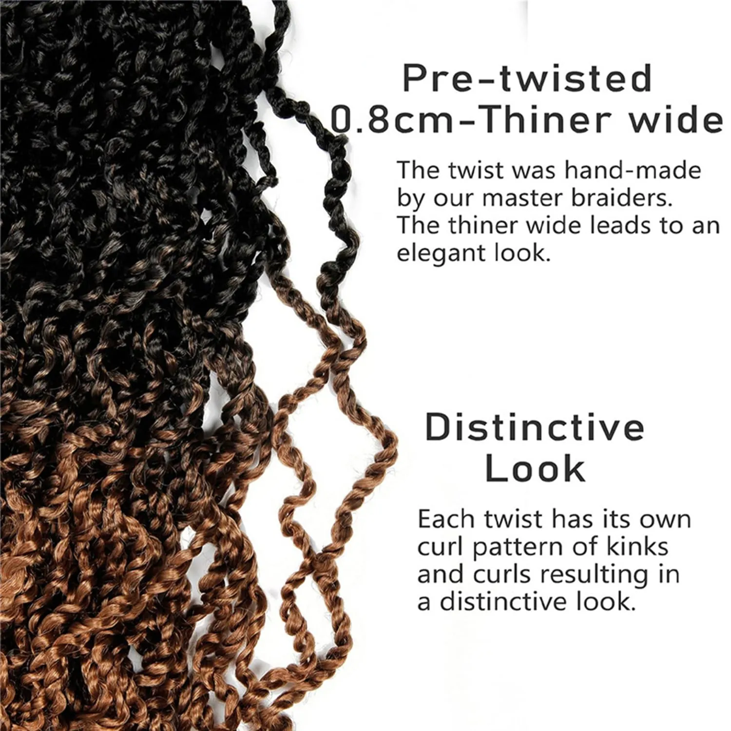 SOKU Passion Twist Crochet Hair 20" - 8 Packs Pre Twisted Senegalese Yanky Twist Crochet Hair Ombre Brown Honey Blonde Majesty Pre-looped Synthetic Dreadlocks Bohemian Locs for Women