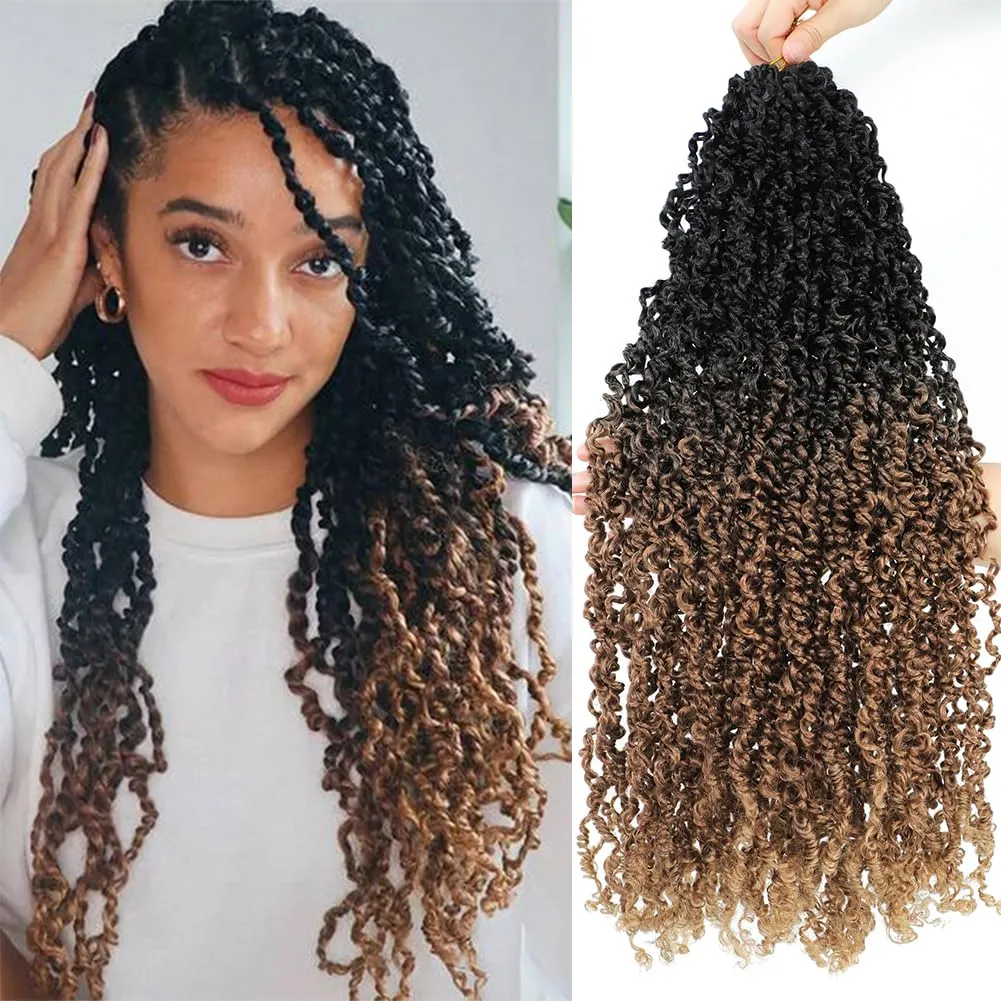 SOKU Passion Twist Crochet Hair 20" - 8 Packs Pre Twisted Senegalese Yanky Twist Crochet Hair Ombre Brown Honey Blonde Majesty Pre-looped Synthetic Dreadlocks Bohemian Locs for Women