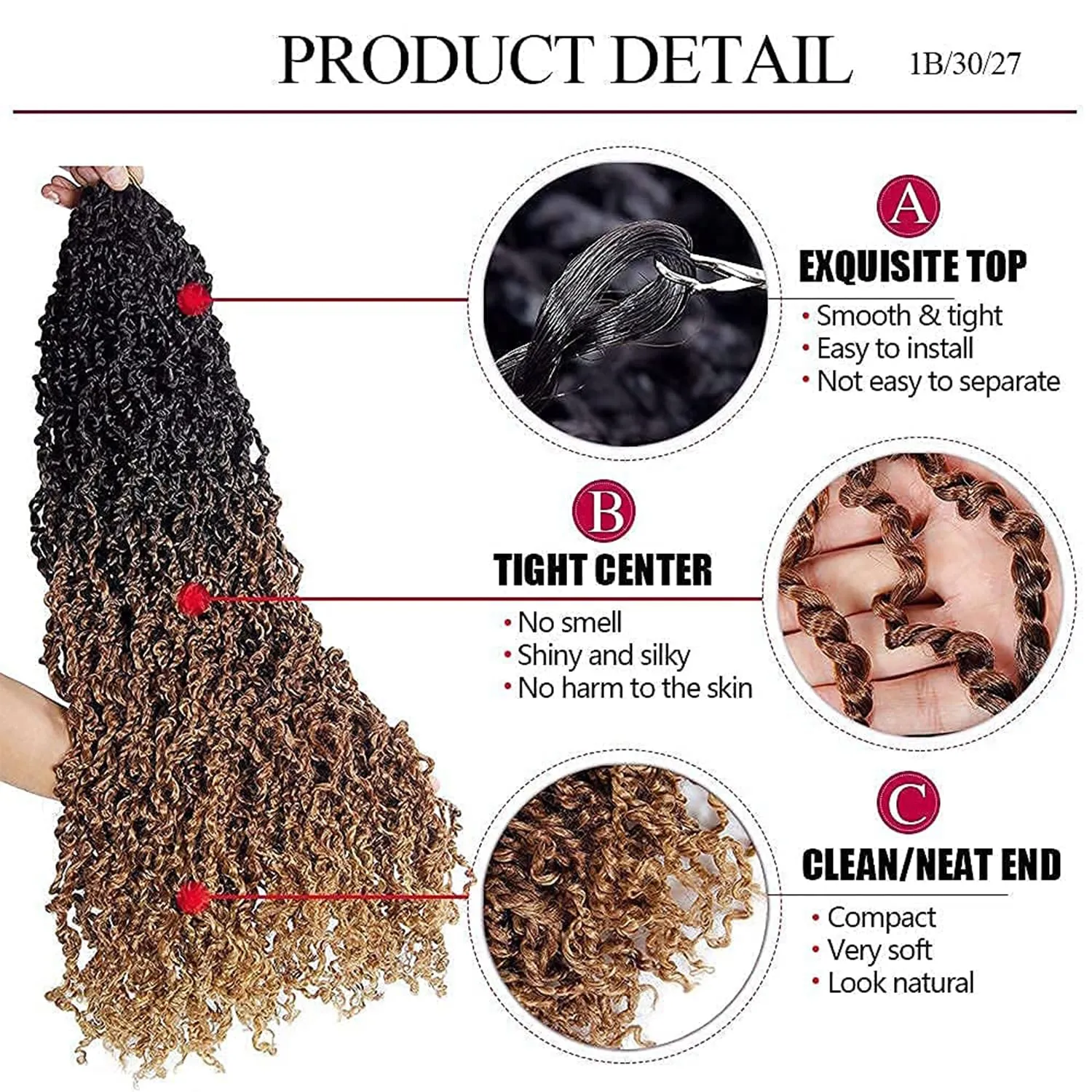 SOKU Passion Twist Crochet Hair 20" - 8 Packs Pre Twisted Senegalese Yanky Twist Crochet Hair Ombre Brown Honey Blonde Majesty Pre-looped Synthetic Dreadlocks Bohemian Locs for Women