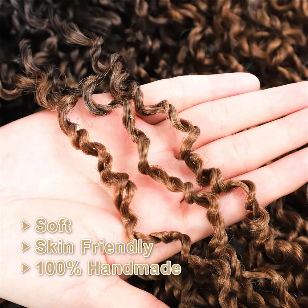 SOKU Passion Twist Crochet Hair 20" - 8 Packs Pre Twisted Senegalese Yanky Twist Crochet Hair Ombre Brown Honey Blonde Majesty Pre-looped Synthetic Dreadlocks Bohemian Locs for Women
