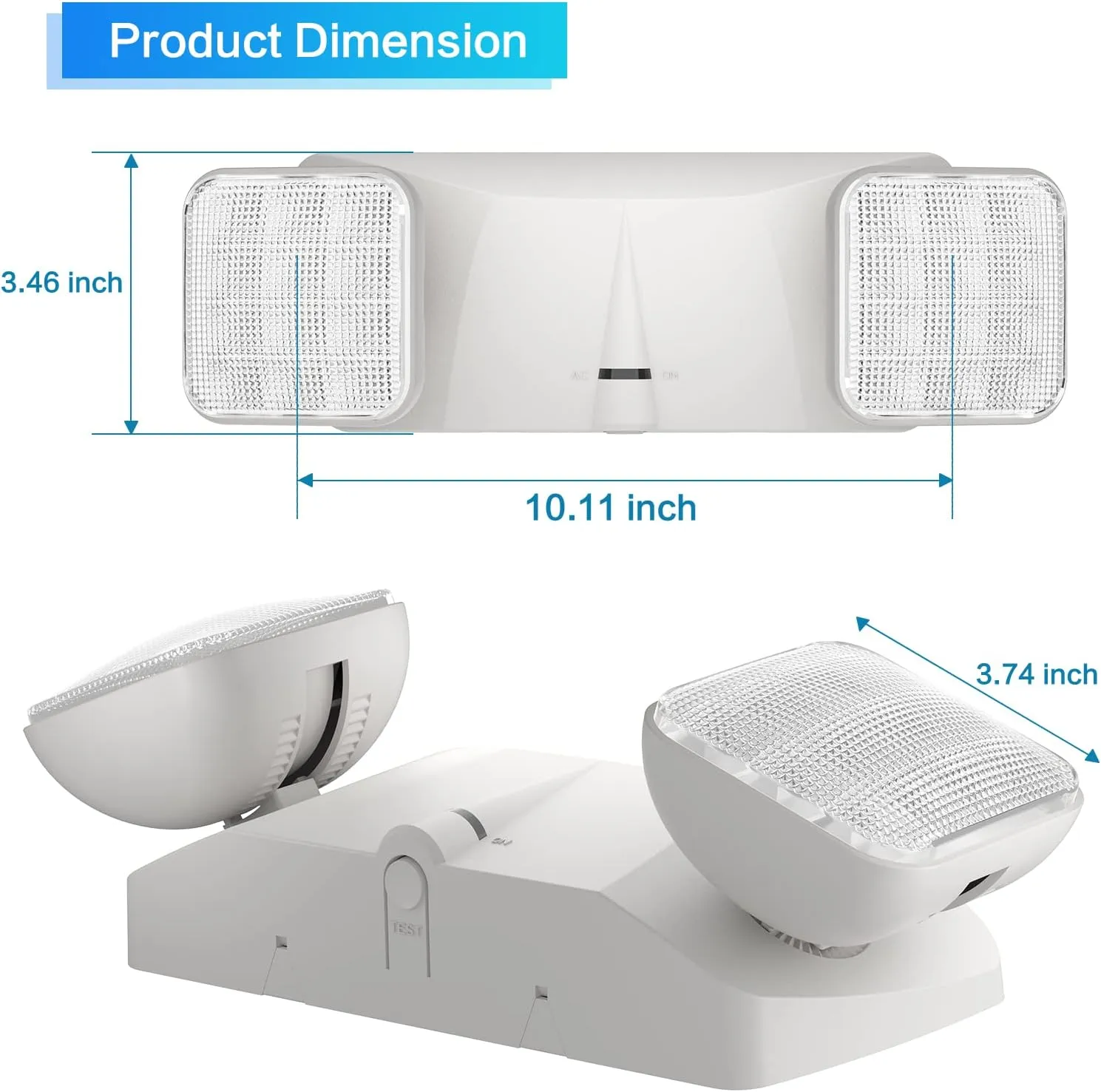 SPECTSUN 4 Packs Emergency Lights, Adjustable Square Head LED Exit Light With Battery Backup - UL Listed Fixture/Sign With Remote