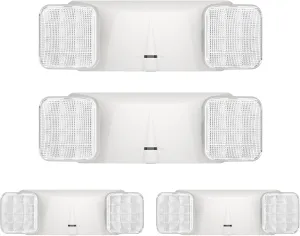 SPECTSUN 4 Packs Emergency Lights, Adjustable Square Head LED Exit Light With Battery Backup - UL Listed Fixture/Sign With Remote