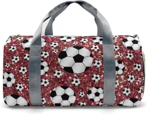 Sport Player Gym Bags Travel Duffle Bag,Maroon Balls Soccer Weekender Duffel Bag with Shoe Compartment,Workout Duffle Sports Bag