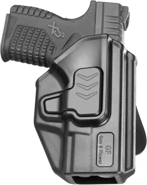 Springfield XD-S Holster, OWB Paddle Holster for 3.3'' Barrel Springfield XD-S 9/40 Pistol (NOT for MOD .2). Outside Waistband Carry Holster, 360 Degrees Adjustable. Adj, Cant Retention - Right Hand