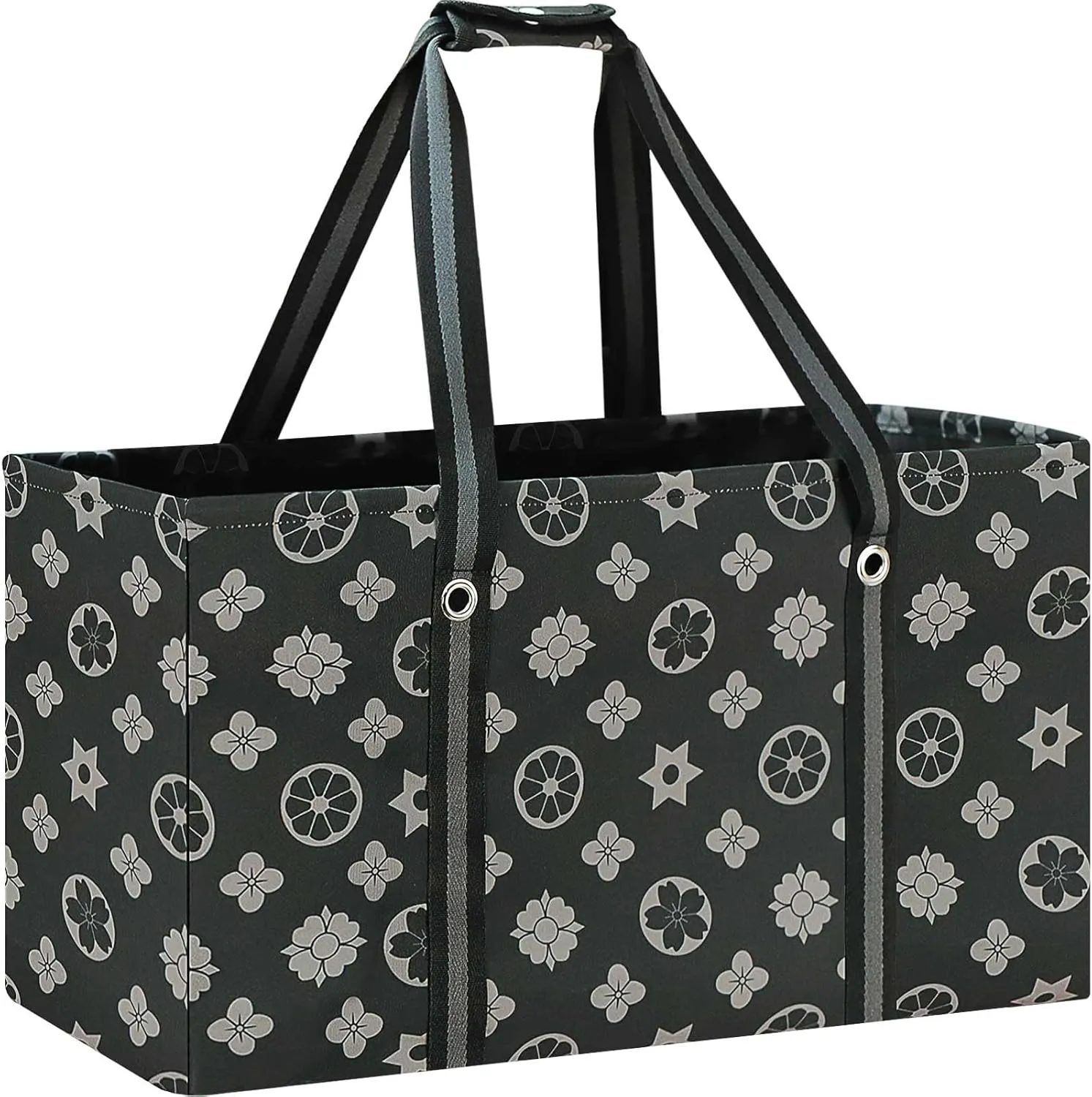 Standing Extra Large Utility Tote Bag with Metal Wire Frame, Large Structured Tote Bag with Hard Bottom, Beach Bag