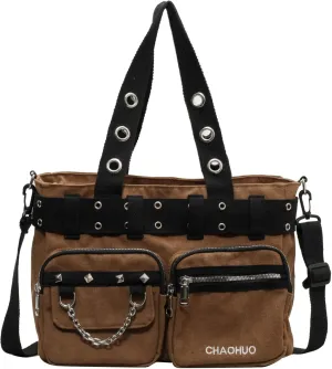 Steampunk Goth Messenger Bag, Fashion Punk Gothic Shoulder Bag