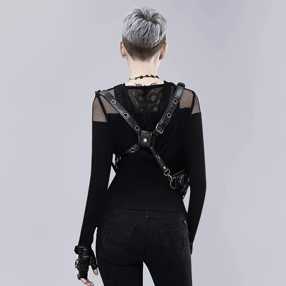 Steampunk Waist Bag Fanny Pack Fashion Gothic Leather Shoulder Crossbody Messenger Bags Thigh Leg Hip Holster Purse Travel Pouch Hiking Sport Chain Bags for Women Men