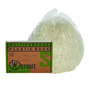 Stout by Envision - GPBF-2424 ProPerformance 10 Gallon Clear Can Liners - 100 Bags - 0.8 mil Heavy Duty Puncture & Tear Resistant Garbage Trash Bags