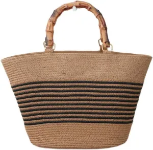 Straw Woven Tote Bag for Women Summer Beach Handbag Market Shopping Holiday Travel Shoulder Bag