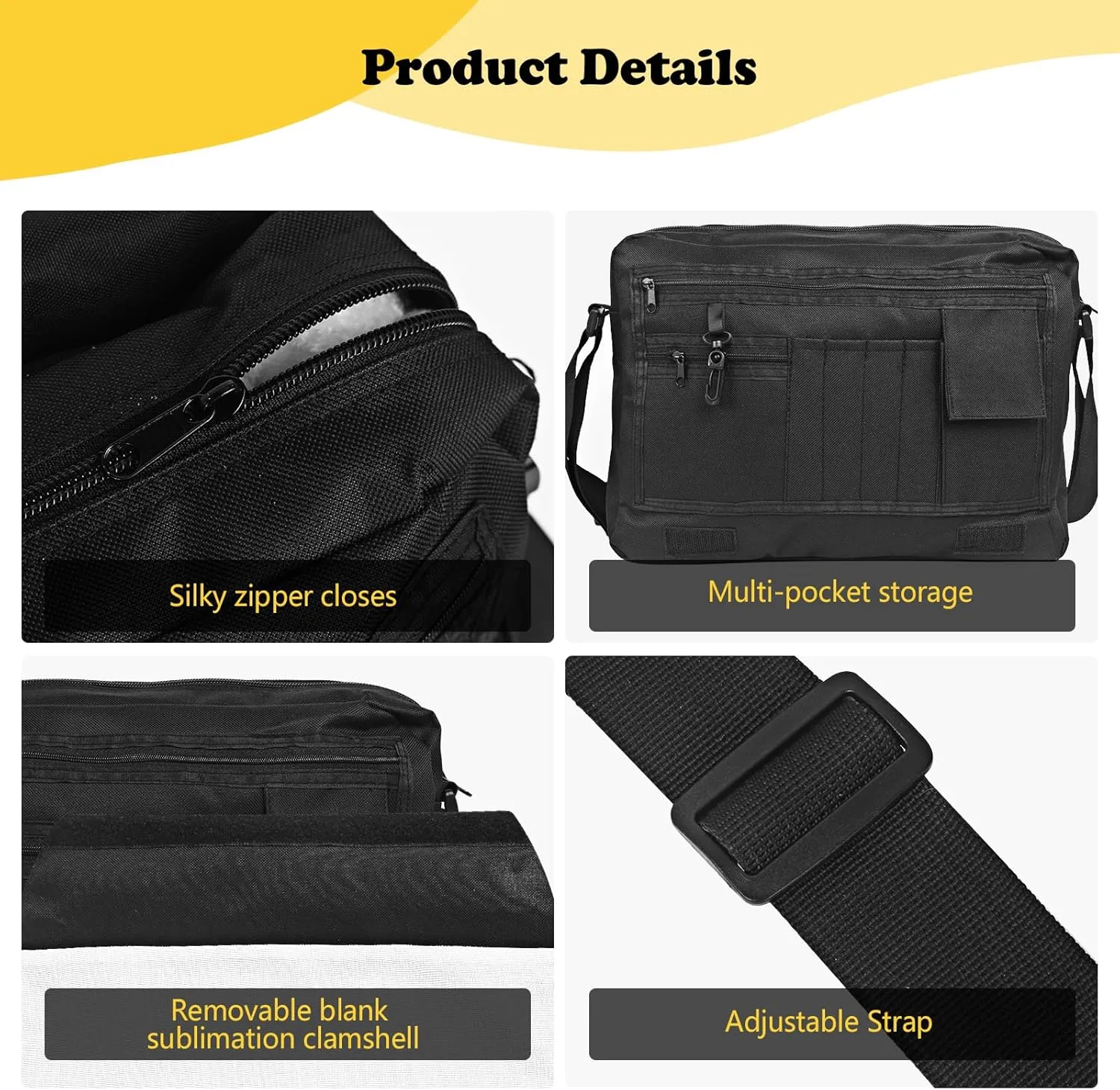 Sublimation Blanks Crossbody Bag,Sublimation Messenger Bag Removable Transfer Design With Adjustable Shoulder Strap