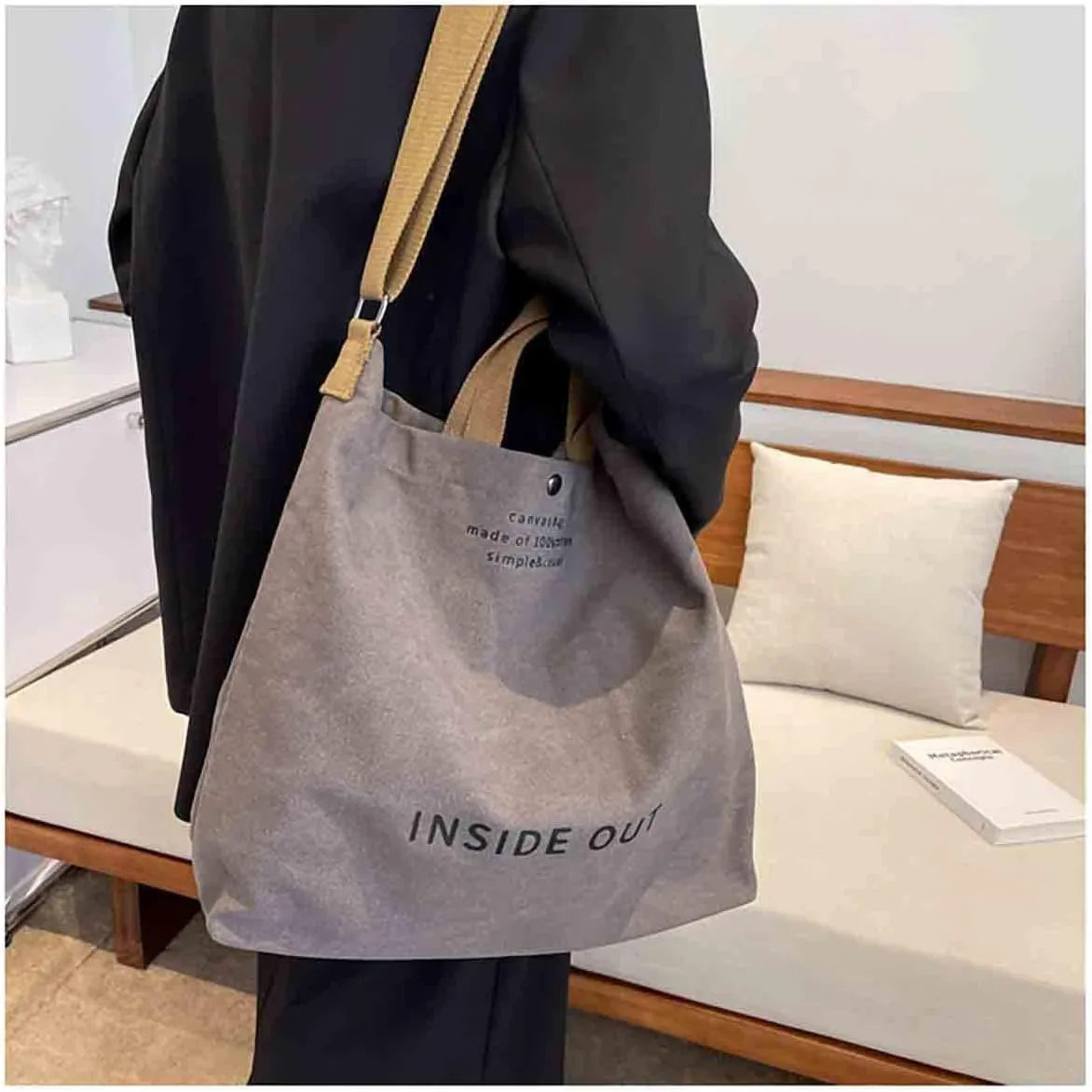 Sumleno Women Large Canvas Tote Handbags Casual Shoulder Work Bag Crossbody Top Handle Vintage Grunge Hobo Bag