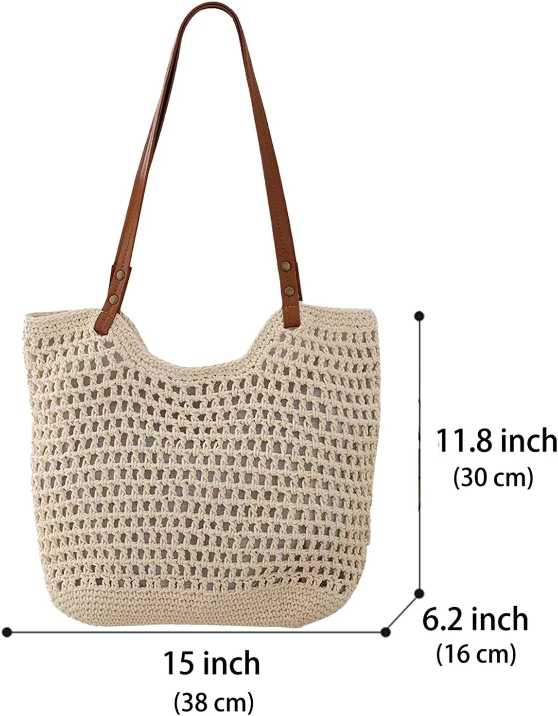 Summer Beige Cotton Knitted Shoulder Bag bags for 2025, Bohemian Hobo Crochet Beach bag Casual Designer Purse for Women
