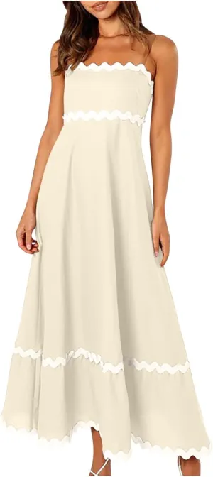 Summer Dresses for Women 2024 Spaghetti Strap Tiered Flowy Sundress Vacation Party Long Beach Dress