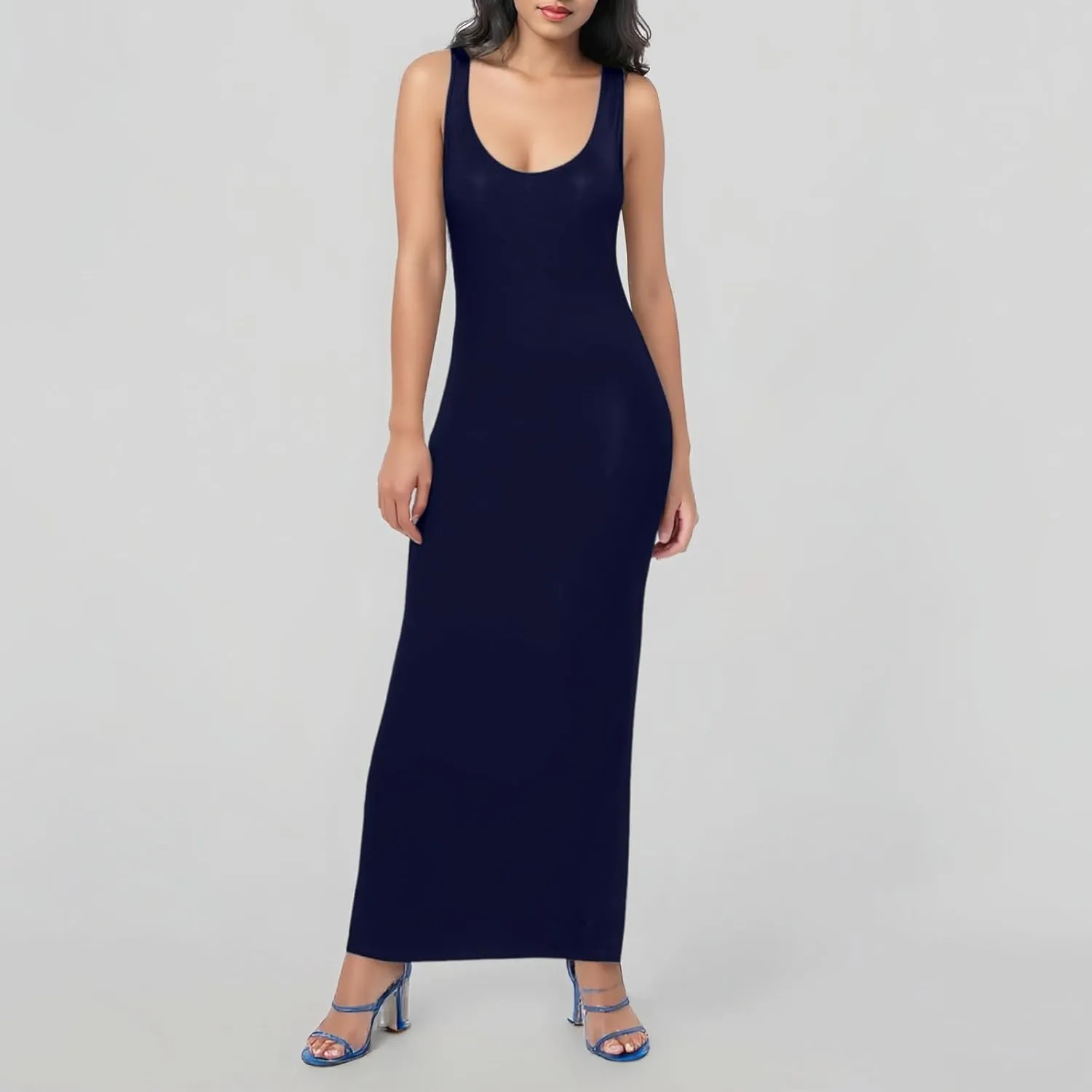 Summer Dresses for Women 2025 Bodycon Maxi Dresses Floral Spaghetti Strap Square Neck Long Dress Boho Sundress