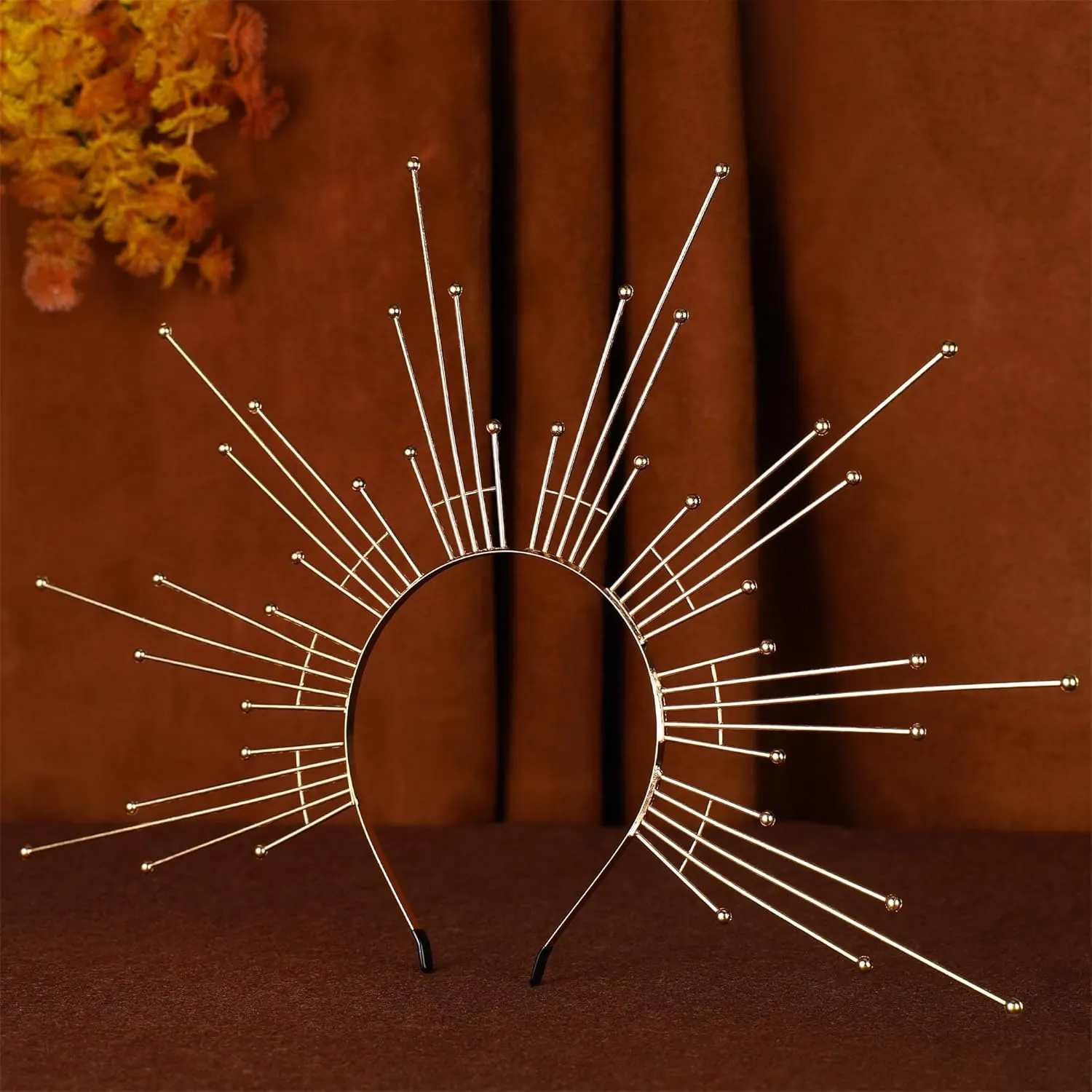 Sun Goddess Halo Crown - Renfaire Sunburst Spikes Headpiece for Women Renaissance Cosplay Costume