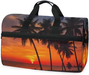 Sunrise Beach Travel Duffel Bag Luggage Sports Gym Bags With Shoes Compartment Large Capacity Lightweight Duffle Bag For Men Women