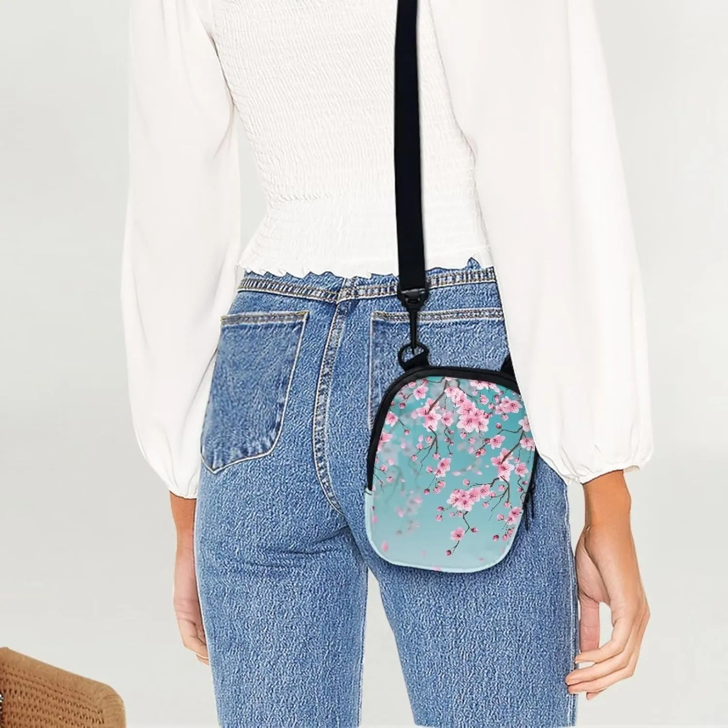 Suobstales Messenger Bag for Women Crossbody Zipper Bag with Adjustable Strap Portable Phone Purse Shoulder Handbag
