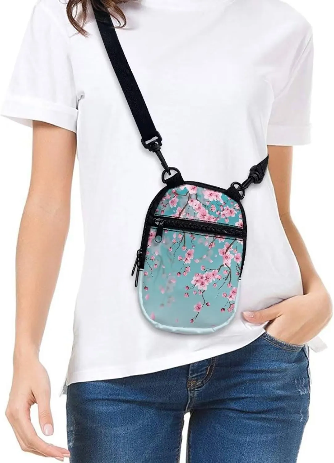 Suobstales Messenger Bag for Women Crossbody Zipper Bag with Adjustable Strap Portable Phone Purse Shoulder Handbag