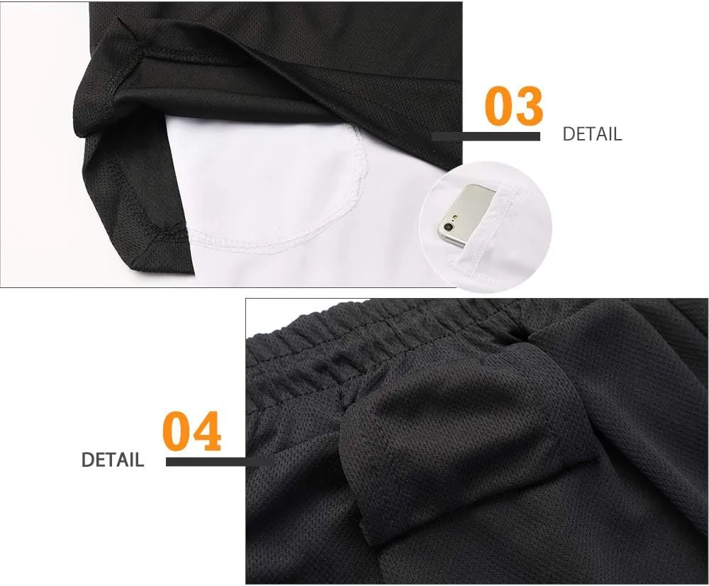 Surenow Men's Running Shorts Quick Dry Workout Gym Shorts Athletic 2-in-1 Stealth Shorts Outdoor Short for Men with Pockets