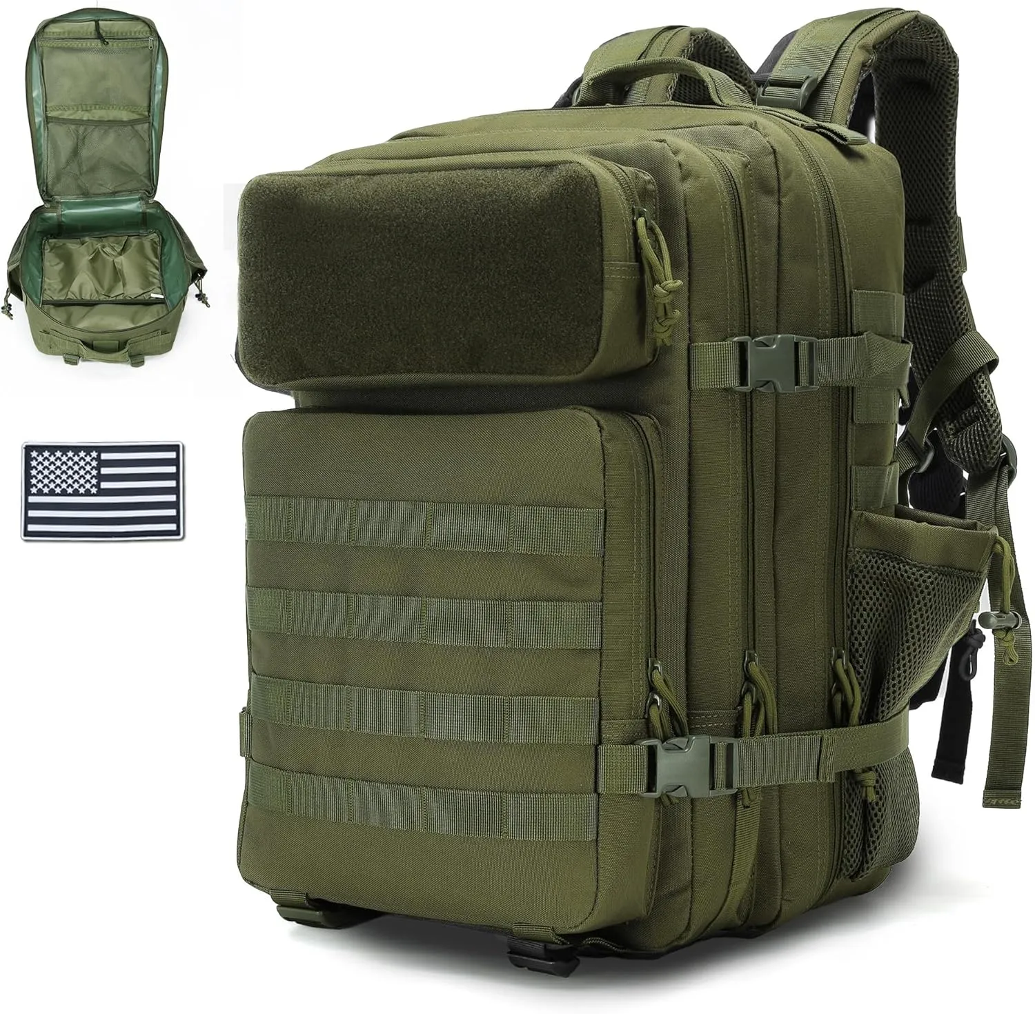 Tactical Backpack - Military Molle Bag 3 Days Pack for men and Women Large Assault Rucksack 45L (Green)