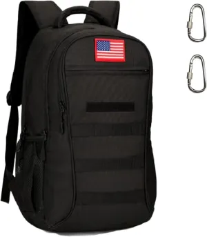Tactical Backpack Molle Military Backpack,Camo Backpack Pack Bag Army Bookbag Daypack W/USB Port For Travel Trekking Camping Hunting (Black, 40L)