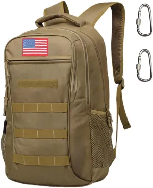 Tactical Backpack Molle Military Backpack,Camo Backpack Pack Bag Army Bookbag Waterproof Gym Daypack W/USB Port For Travel Trekking Camping Hunting (Brown, 40L)