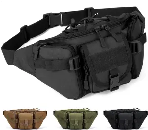 Tactical Fanny Pack, Military Outdoor Waist Bag Belt Packs Hip Bumbag Utility Bags with Adjustable Strap for Cycling Hiking Hunting (Black)