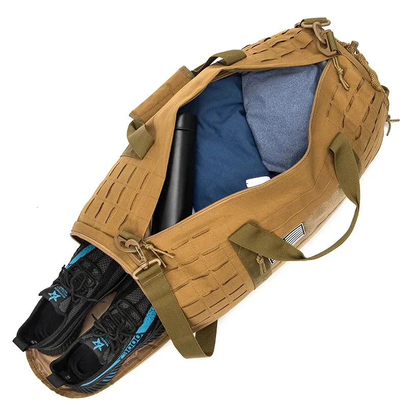 Tactical Military Duffle Bag – 40L Heavy-Duty Gym, Travel, and Outdoor Gear Bag with MOLLE System, Water-Resistant 900D Polyester, Multiple Carry Options, and Customizable Velcro Panel