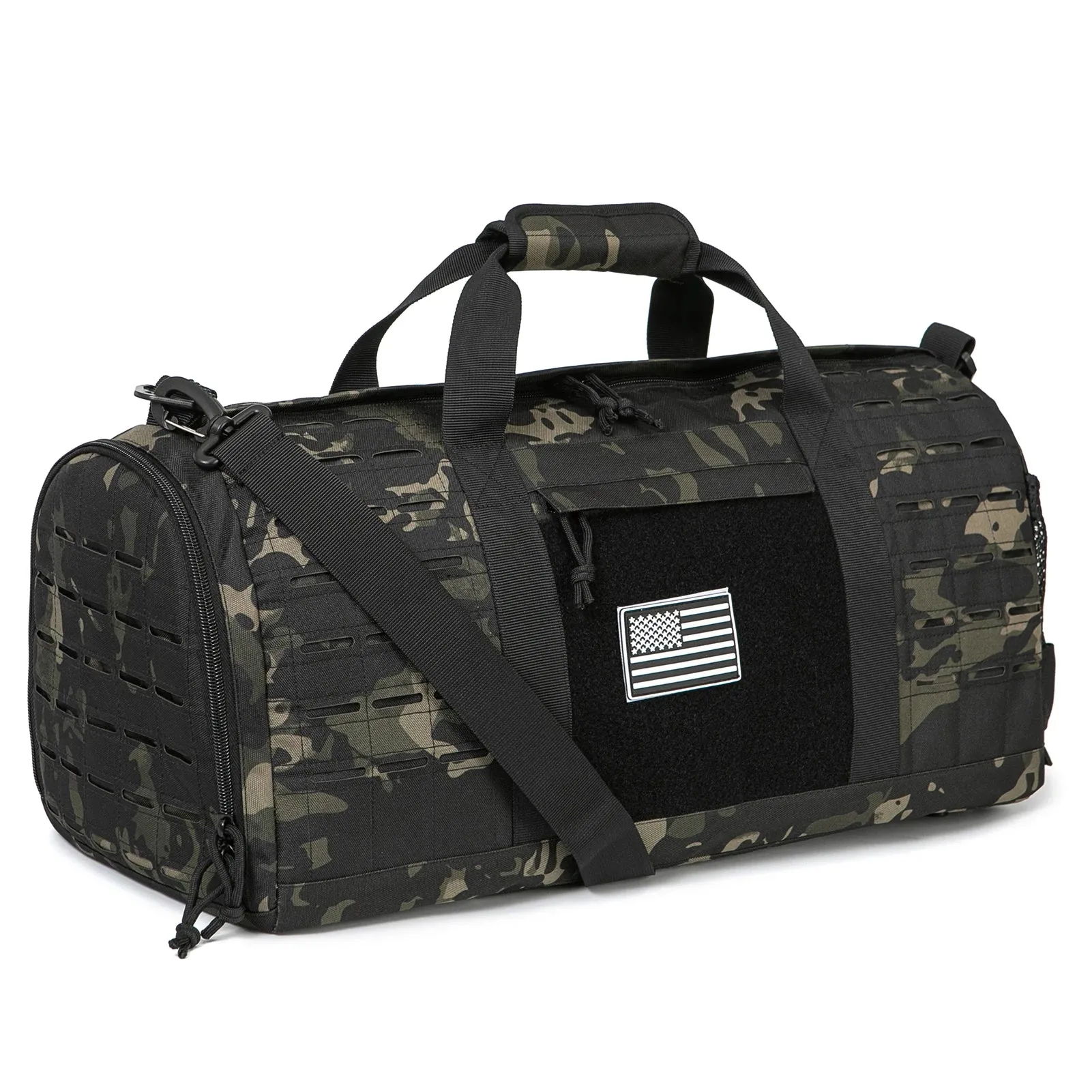 Tactical Military Duffle Bag – 40L Heavy-Duty Gym, Travel, and Outdoor Gear Bag with MOLLE System, Water-Resistant 900D Polyester, Multiple Carry Options, and Customizable Velcro Panel