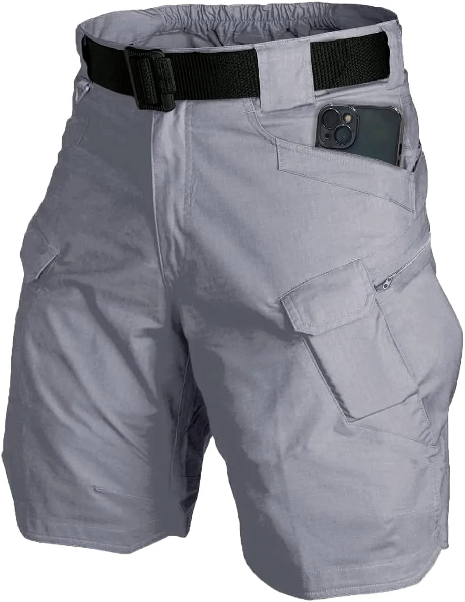 Tactical Shorts Men's Water-Resistant Outdoor Cargo Cotton Blend Hiking Fishing Short with NO Belt