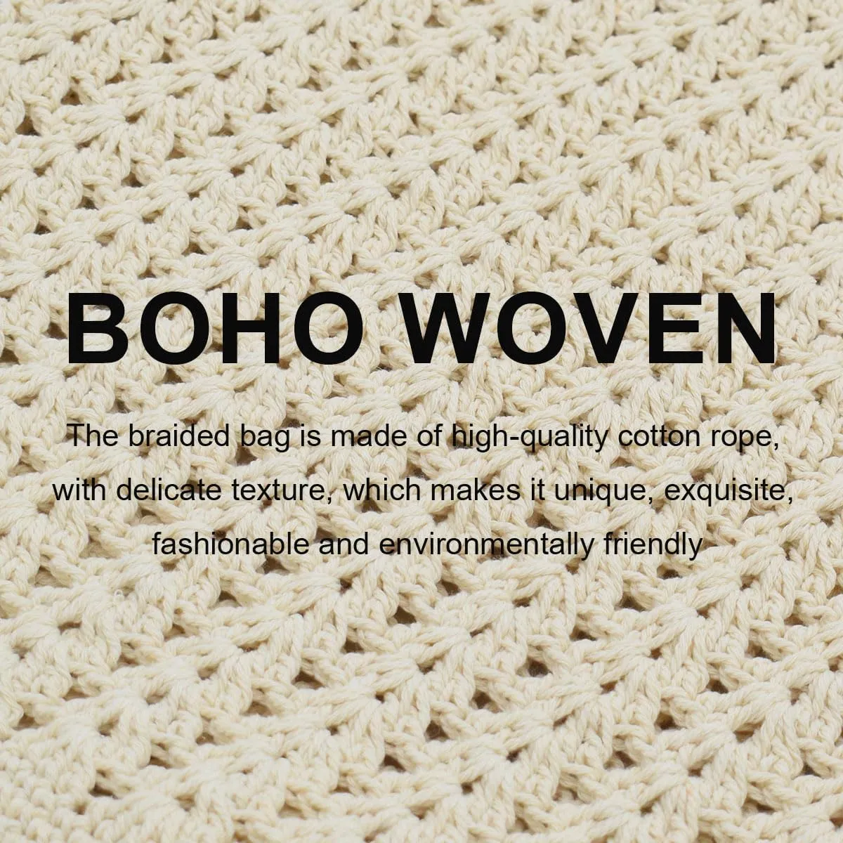 TeeYee Boho Crochet Summer Handbag Handmade Cotton Rope Knit Shoulder Bags for Women Bohemia Tote for Travel