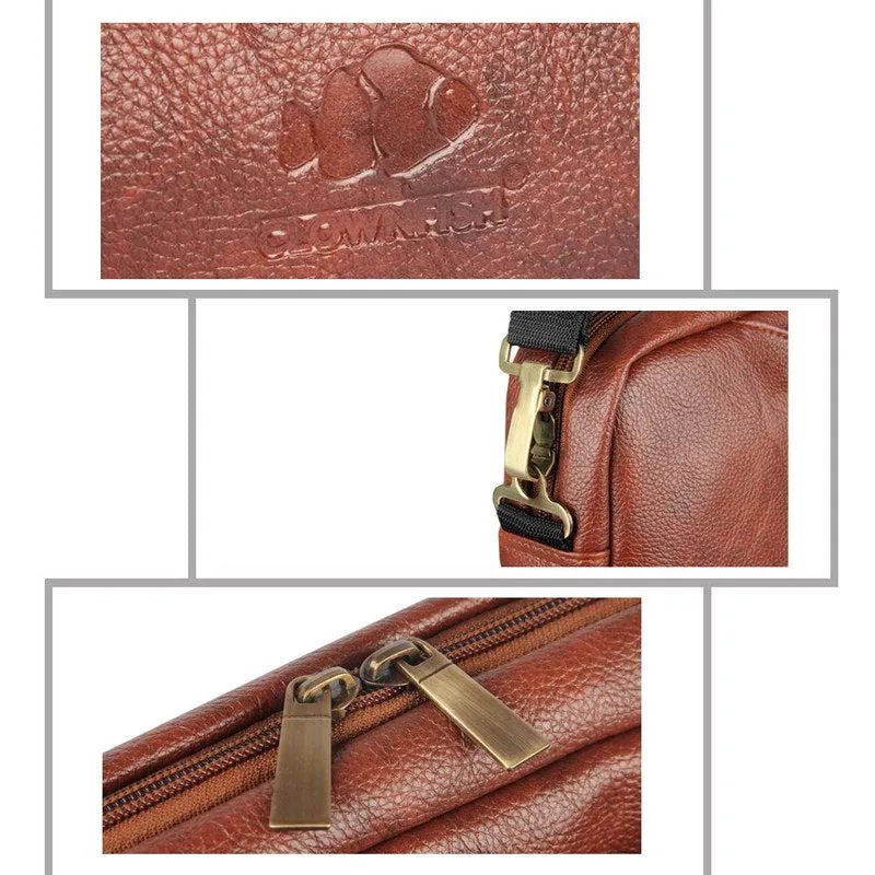 THE CLOWNFISH 15.6 inch Leatherette Laptop Bag - Water Resistant | Slim Design | Tan