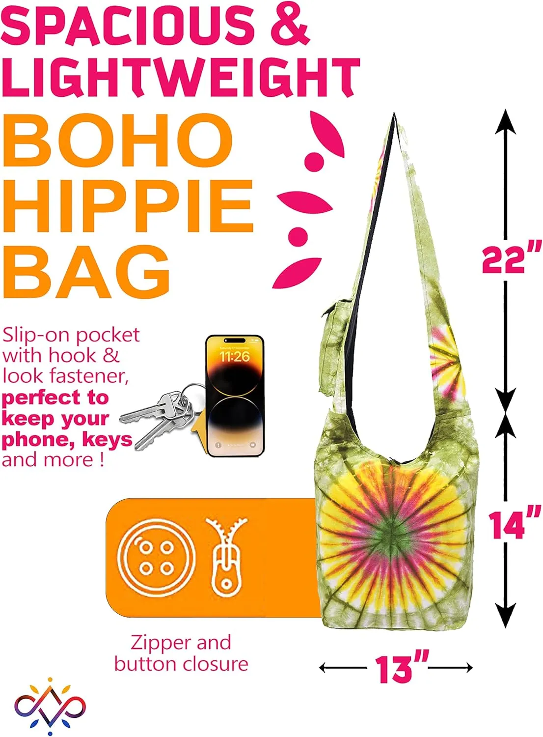 THE COLLECTION ROYAL Hobo Crossbody Bags for Women, Boho Purse, Boho Bag | Hippie Bag, Indie Tote Bag, Cloth Purse for Women