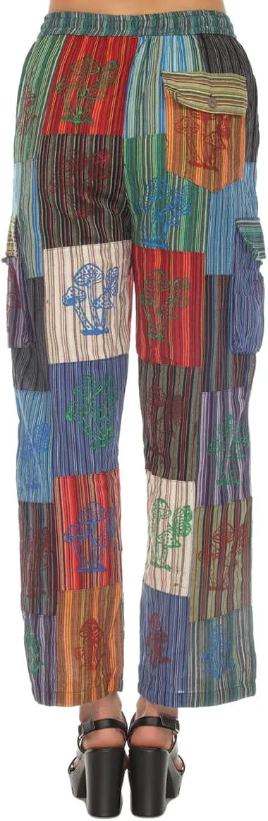 THE COLLECTION ROYAL Women Hippie Patchwork Bohemian Casual Rave Festival Harem Drawstring Boho Trouser Pants