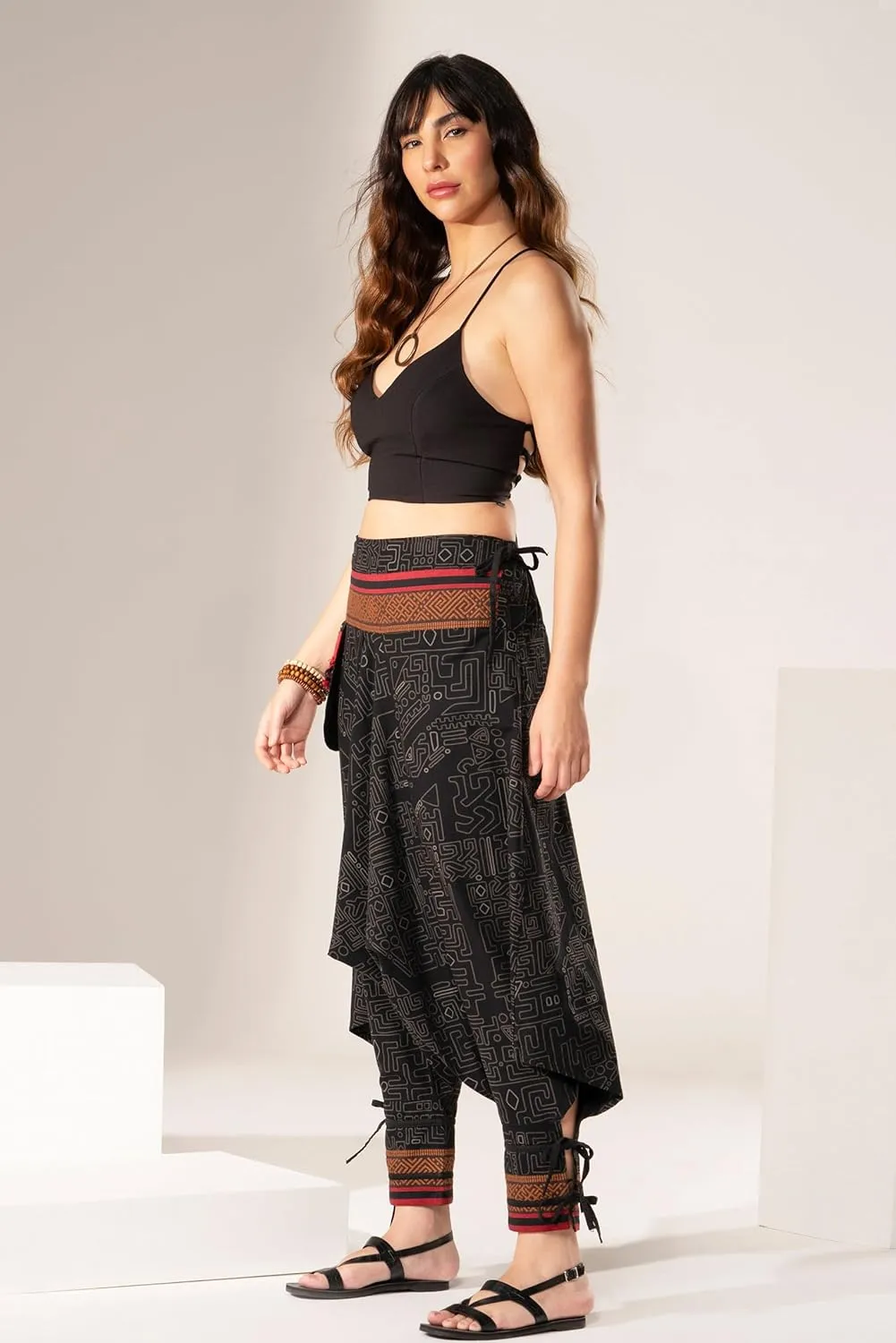The Veshti Company Women's Printed Summer Harem Pants, Cotton Boho Hippie Casusal Oversized Palazzo Joggers for Women