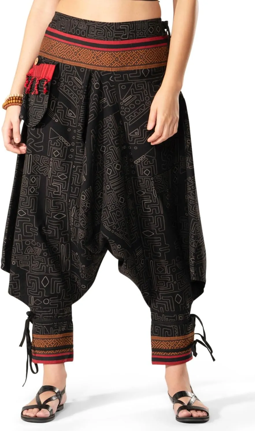 The Veshti Company Women's Printed Summer Harem Pants, Cotton Boho Hippie Casusal Oversized Palazzo Joggers for Women
